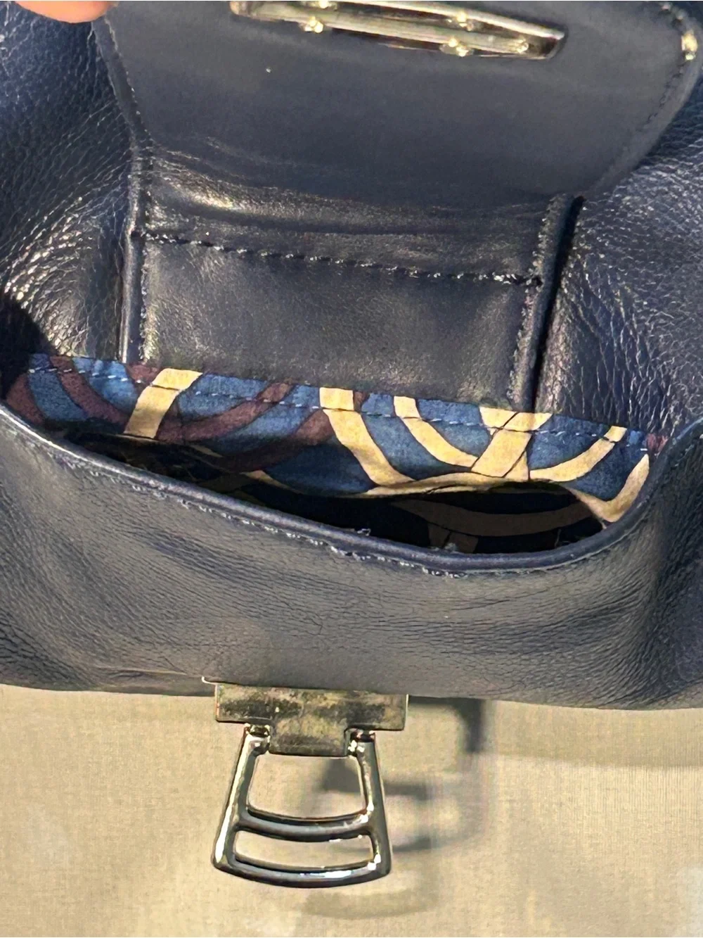 Allison Scott Navy Blue Genuine Leather Shoulder Hobo Style Studded Purse